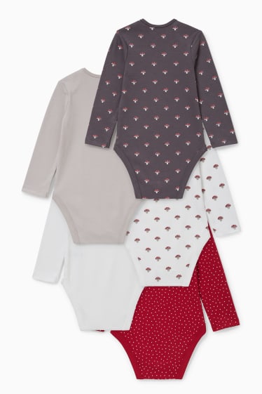 Babys - Set van 5 - rompertje - wit / rood