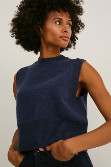 Damen - Crop Pullunder - dunkelblau