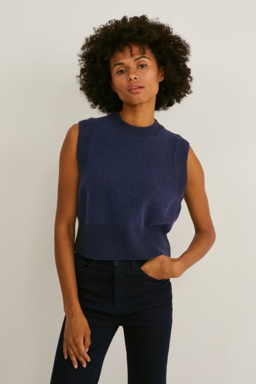 Damen - Crop Pullunder - dunkelblau