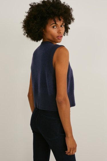 Donna - Gilet in maglia dal taglio corto - blu scuro