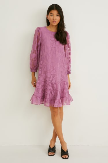 Women - A-line dress - floral - light violet