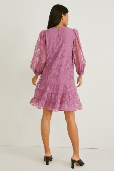 Dona - Vestit de línia A - de flors - violeta clar