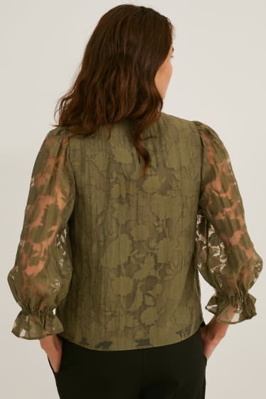 Donna - Blusa - fiori - verde