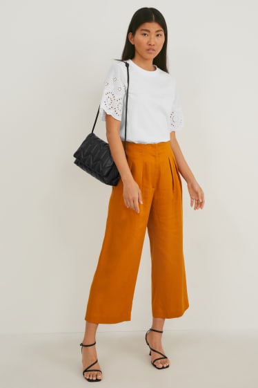 Mujer - Pantalón - mid waist - wide leg - naranja oscuro