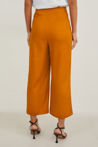 Dames - Broek - mid waist - wide leg - donker oranje