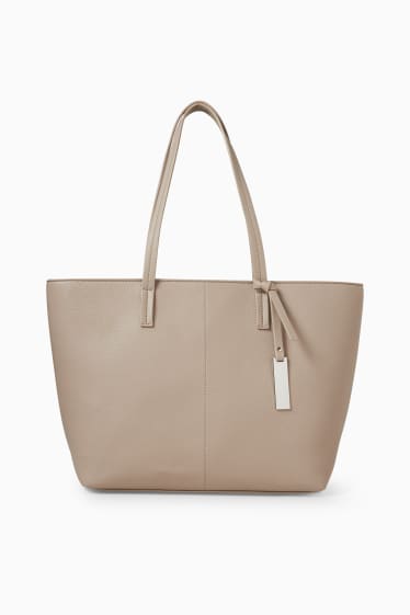 Damen - Shopper - Lederimitat - taupe