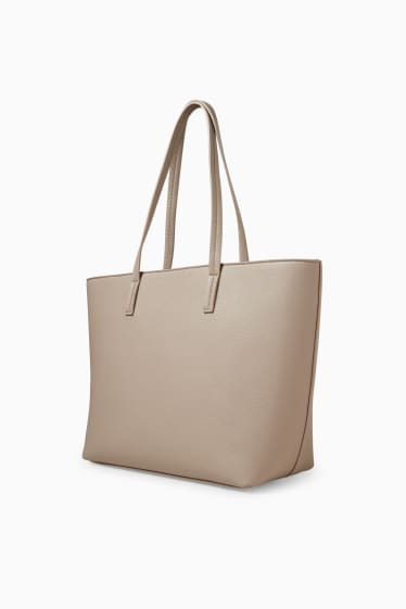 Kobiety - Torba shopper - imitacja skóry - brązowoszary