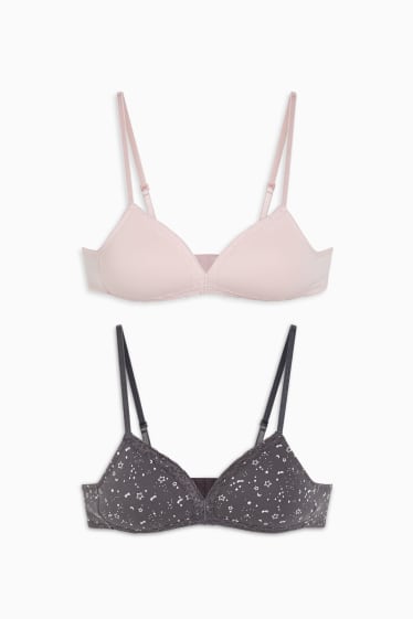 Bambini - Confezione da 2 - reggiseno - imbottito - grigio scuro