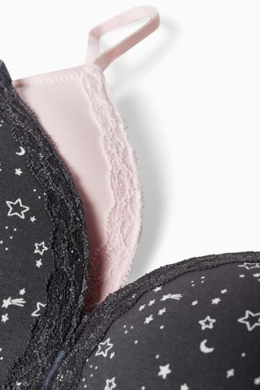 Bambine - Confezione da 2 - reggiseno - imbottito - grigio scuro