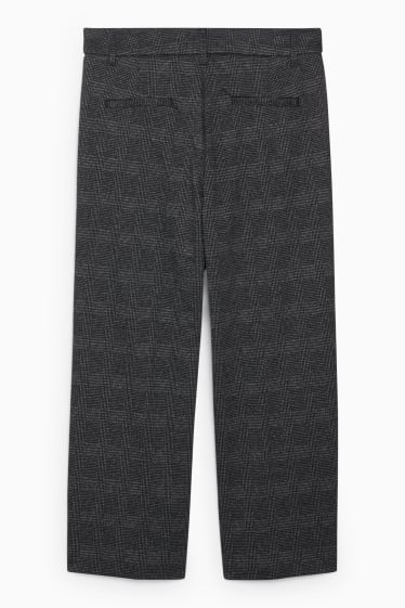 Women - Cloth trousers - high-rise waist - wide leg - check - dark gray