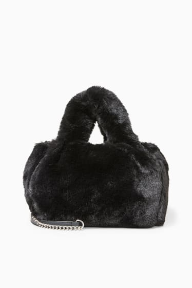 Mujer - CLOCKHOUSE - bolso bandolera pequeño de pelo sintético - negro