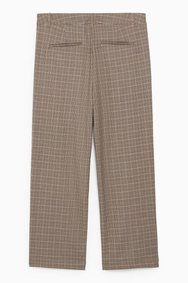 Women - Cloth trousers - high waist - regular fit - check - light brown