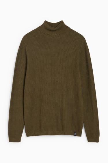 Mężczyźni - CLOCKHOUSE - sweter z golfem - ciemnozielony
