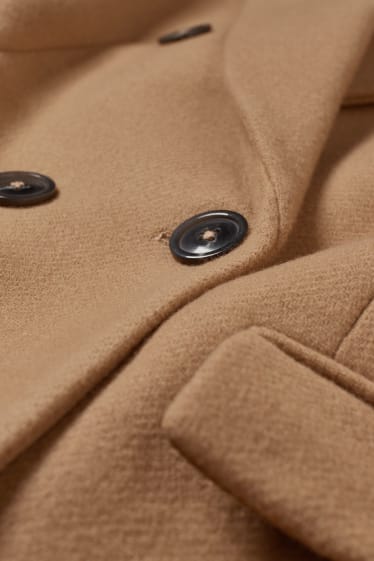 Damen - Mantel mit Schulterpolstern - Woll-Mix - braun