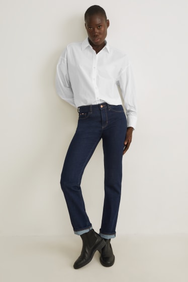 Kobiety - Straight jeans - średni stan - dżins-ciemnoniebieski