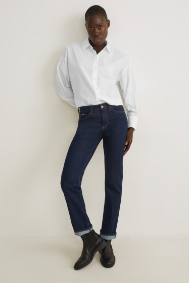 Damen - Straight Jeans - Mid Waist - dunkeljeansblau