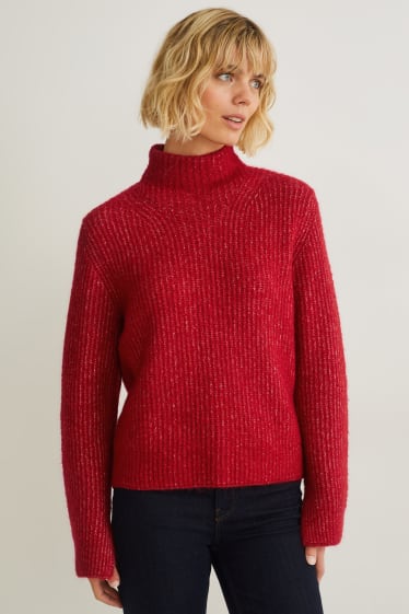 Damen - Pullover - rot-melange