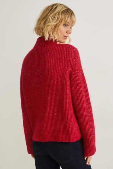 Damen - Pullover - rot-melange