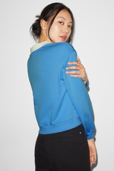 Femei - CLOCKHOUSE - bluză de molton - aspect 2 în 1 - albastru