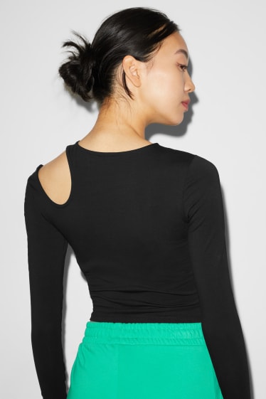 Damen - CLOCKHOUSE - Crop Langarmshirt - schwarz