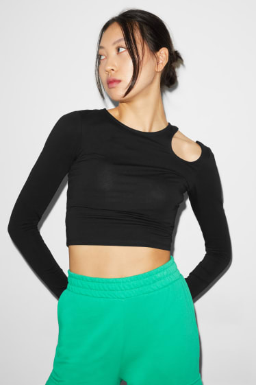 Damen - CLOCKHOUSE - Crop Langarmshirt - schwarz