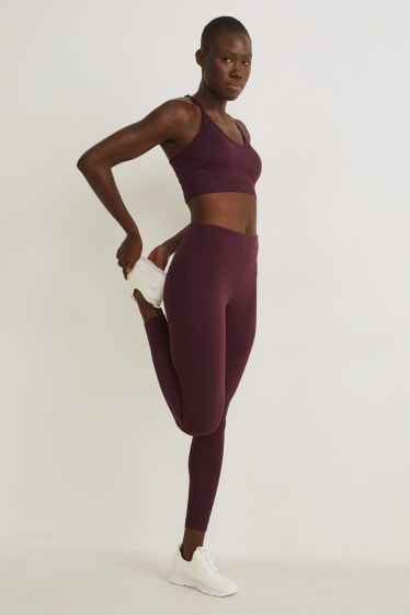 Kobiety - Funkcyjne legginsy - fitness - 4 Way Stretch - LYCRA® Sport - bordowy