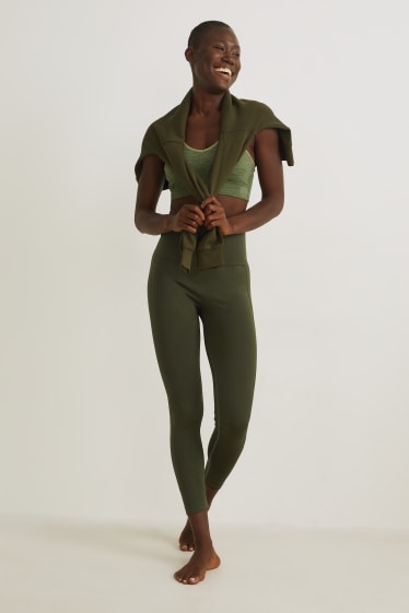 Damen - Funktions-Leggings - Fitness - seamless - dunkelgrün