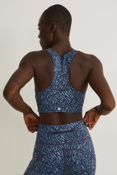 Women - Sports bra - padded - 4 Way Stretch - LYCRA® - patterned - dark blue