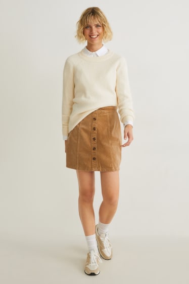 Women - Corduroy skirt - beige