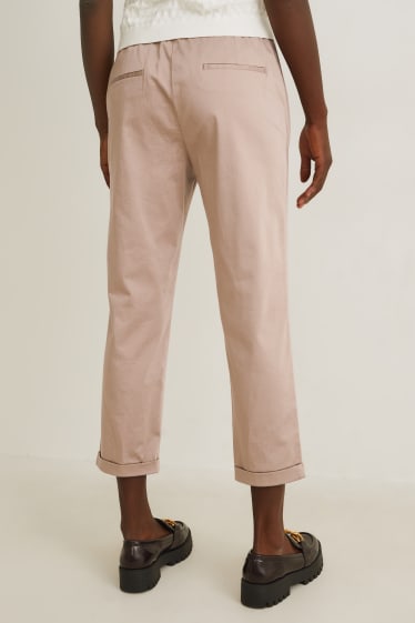 Dámské - Plátěné kalhoty - high waist - regular fit - taupe