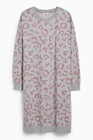 Damen - Nachthemd - gemustert - grau-melange