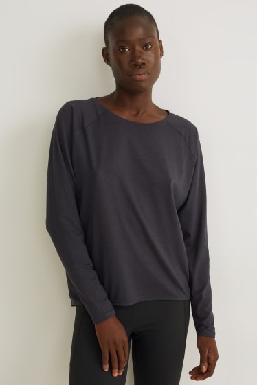 Mujer - Camiseta funcional - yoga - 4 Way Stretch - negro jaspeado