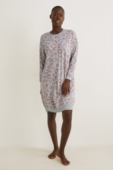 Femmes - Chemise de nuit - à motif - gris chiné