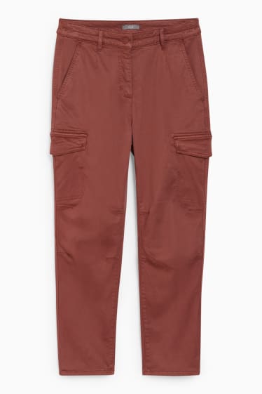 Femmes - Pantalon cargo - mid waist - slim fit - LYCRA® - marron