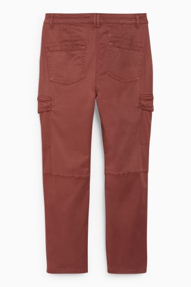 Dámské - Cargo kalhoty - mid waist - slim fit - LYCRA® - hnědá