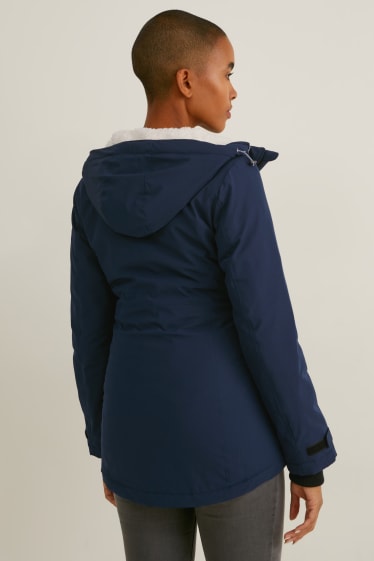 Femmes - Veste de sport de grossesse avec capuche et empiècement porte-bébé - bleu foncé