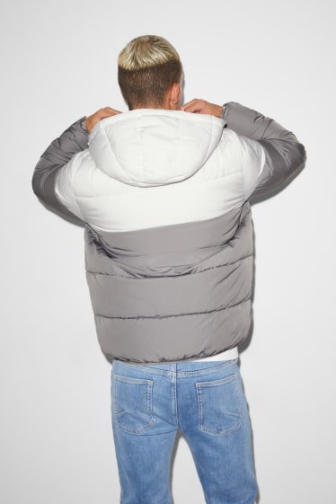 Men - CLOCKHOUSE - quilted jacket with hood - white / gray