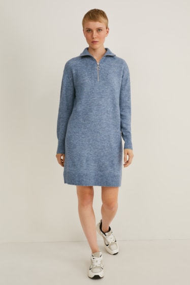 Femmes - Robe en maille - bleu chiné