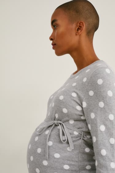 Femmes - Pull de grossesse - à pois - gris