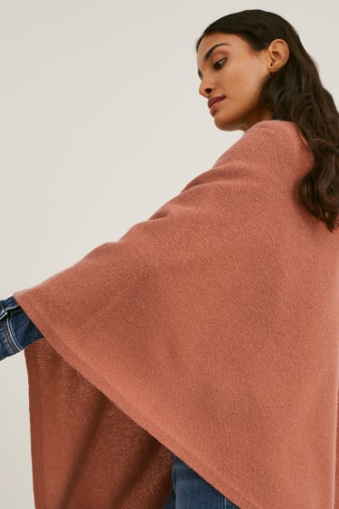 Damen - Poncho mit Kaschmir-Anteil - Woll-Mix - braun