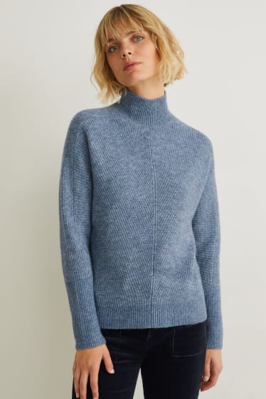 Damen - Pullover - blau-melange