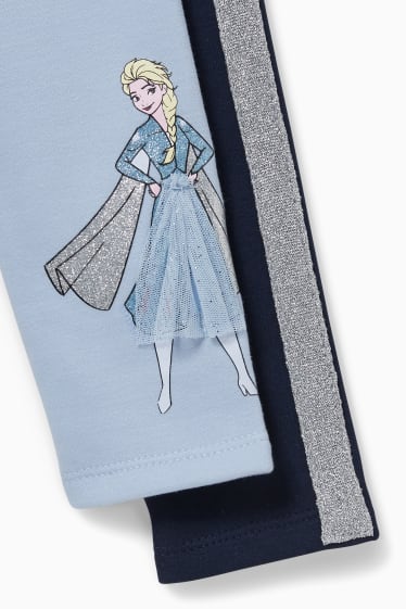 Enfants - Lot de 2 - La Reine des Neiges - leggings chauds - bleu foncé