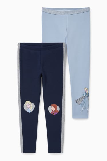 Enfants - Lot de 2 - La Reine des Neiges - leggings chauds - bleu foncé