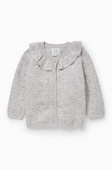 Babies - Baby cardigan - cable knit pattern - white-melange