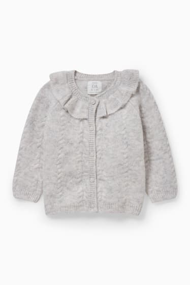 Babys - Baby-Strickjacke - Zopfmuster - weiß-melange