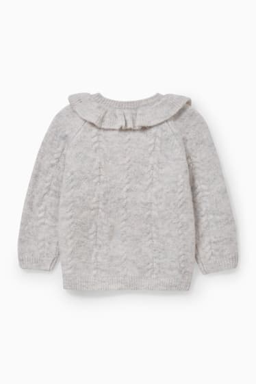 Babies - Baby cardigan - cable knit pattern - white-melange