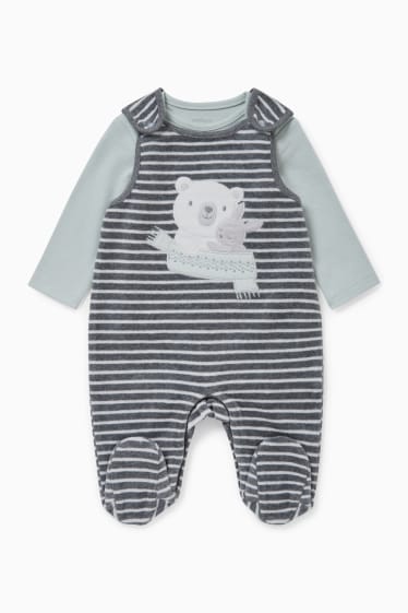 Bébés - Ensemble avec grenouillère - 2 pièces - gris clair chiné