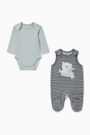 Bébés - Ensemble avec grenouillère - 2 pièces - gris clair chiné