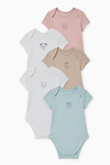 Babies - Multipack of 5 - baby bodysuit - white / rose