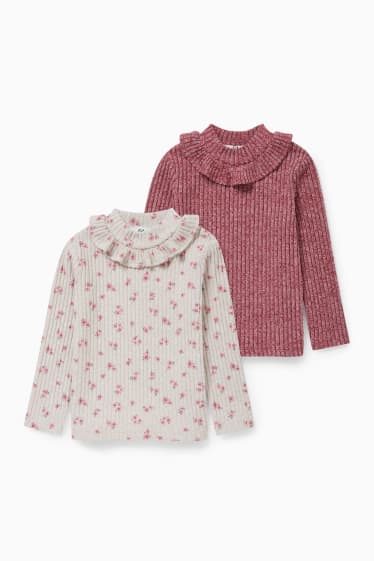 Kinderen: meisjes - Set van 2 - longsleeve - crème wit